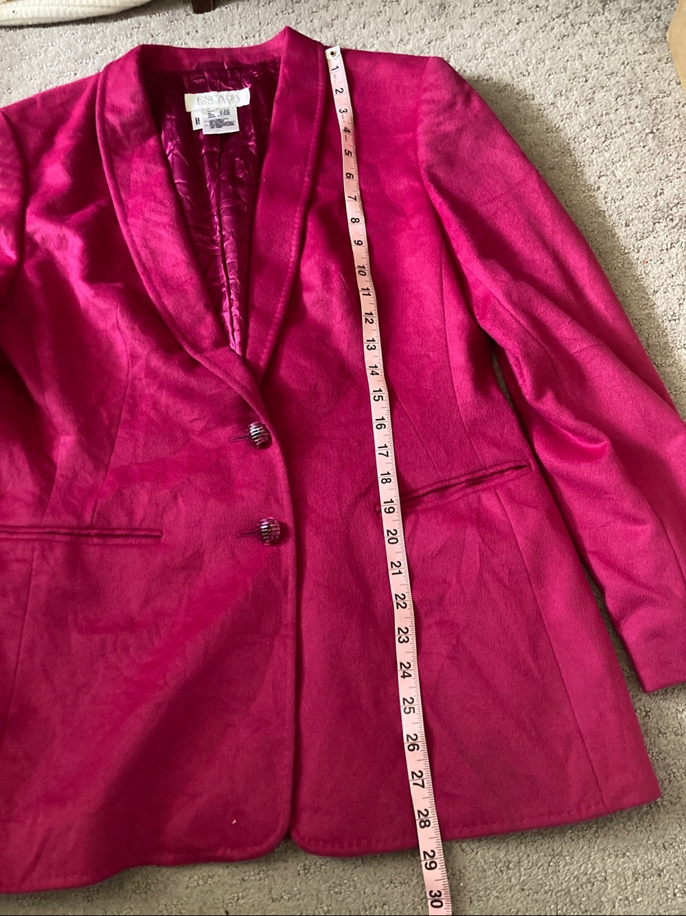 Vintage Escada fuchsia rabbit & wool blazer jacket, ~Medium. - Picture 12 of 16